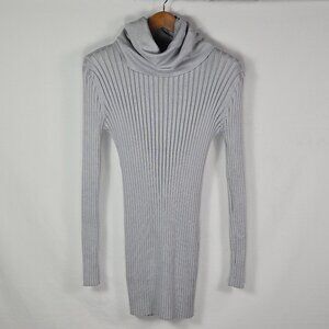 Acevog Gray Ribbed Sweater‎ Dress S Turtleneck Long Sleeve Bodycon Minimalist